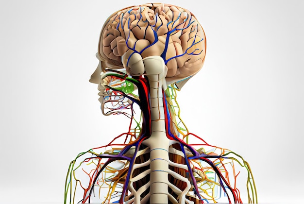 Vías y conexiones neuronales en la IA generativa del sistema nervioso humano