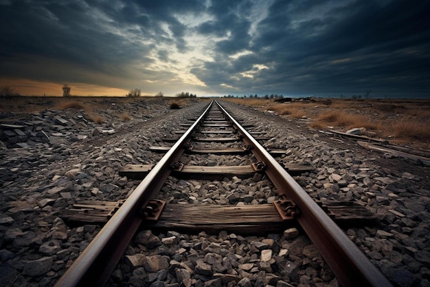 las vías del ferrocarril al atardecer