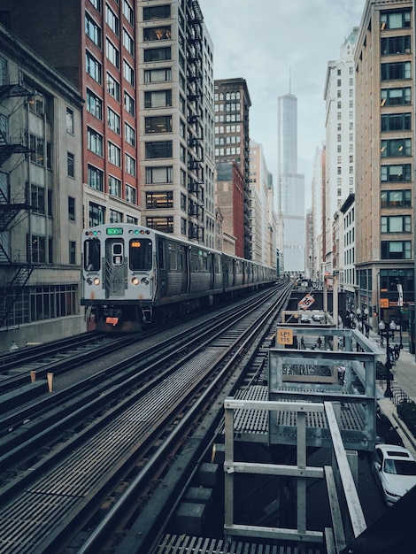 Foto las vías del ferrocarril en chicago