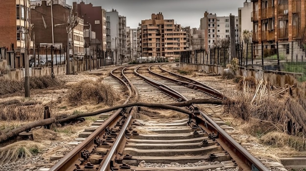 Vías de tren en la ciudad de madrid