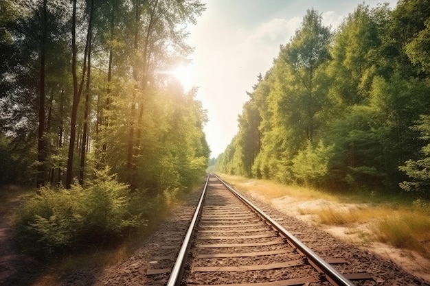 Vías de tren cruzando el paisaje forestal