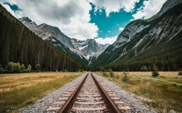 Las vías del tren entre las montañas