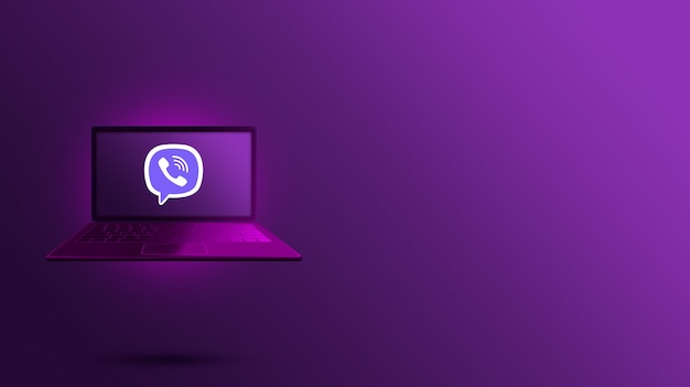 Viber-Logo auf Laptop-Bildschirm 3d