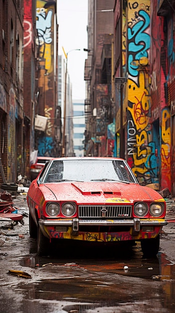 Vibes nostálgicos capturando a arte de rua de graffiti dos anos 80 em Nova York IA geradora