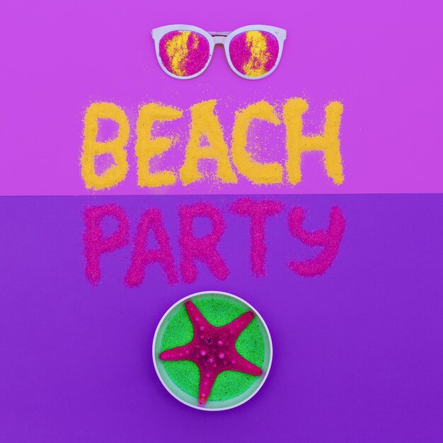 Vibraciones de fiesta en la playa Set Minimal fashion art