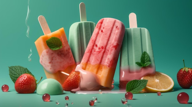 Vibraciones veraniegas Deliciosos y coloridos helados y paletas heladas