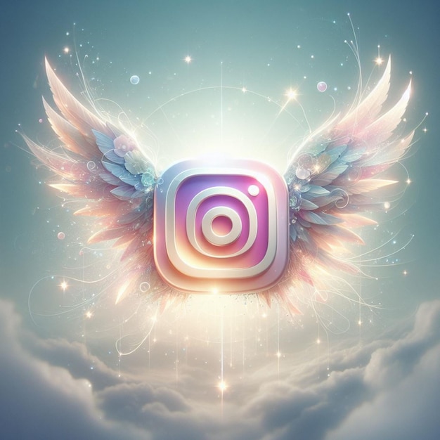 vibrações celestes logotipo etéreo do Instagram com asas delicadas poeira de estrelas cintilante e suave