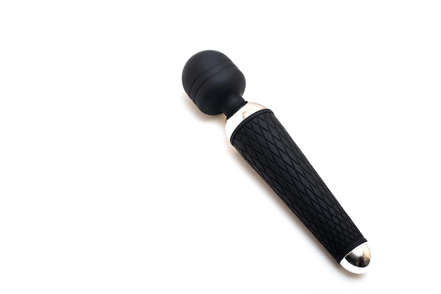 Vibrador de vibrador de designer de brinquedos sexuais para adultos isolado em um fundo branco Gadgets e dispositivos sexuais para masturbaçãoUm lugar para o seu texto