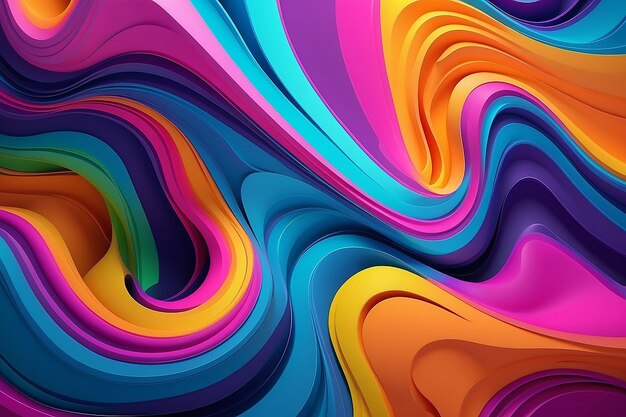 Vibrant 3D Neon Abstract Explorando las profundidades del color y las formas curvas