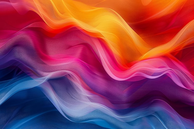 Vibrant Abstract Multicolor Silk Fabric Waves Flowing Background para obras de arte de design