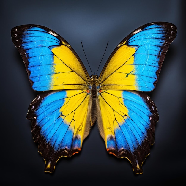 Vibrant Blue and Yellow Butterfly Beauty gerada pela IA