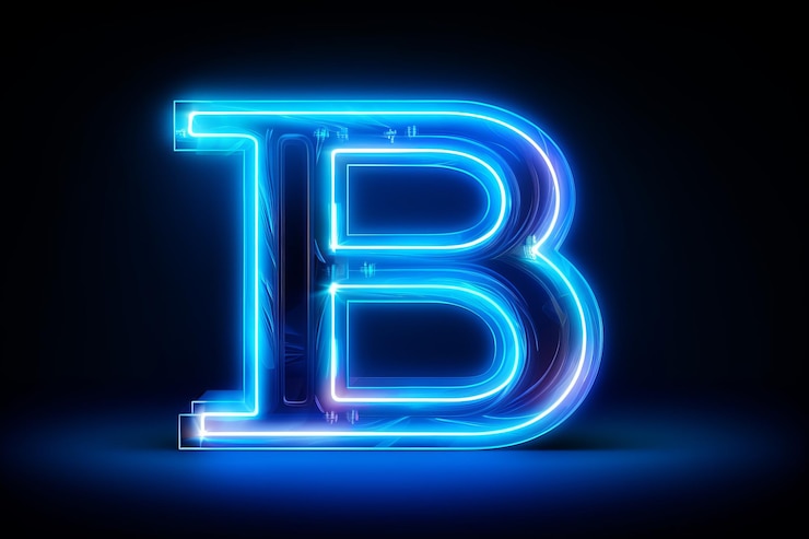 Foto vibrant blue neon tube alfabeto oblicuo letras y números mayúsculos para diseños impresionantes stock ve