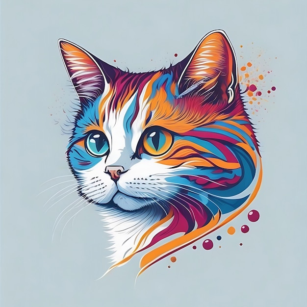 Vibrant Cat Design Explore este colorido y detallado vector de gatos para una camiseta gráfica única
