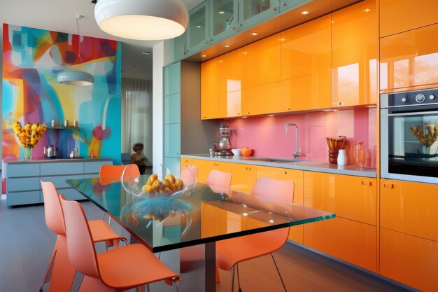 Vibrant Chic explora el colorido interior de la cocina moderna