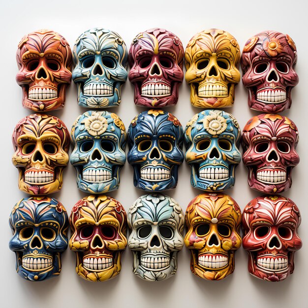 Vibrant Dia de los Muertos Colección de calaveras