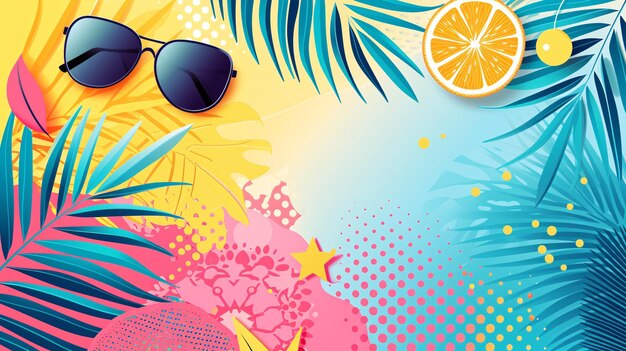 Foto vibrant geometric summer banner de cartel de fondo diseño del concepto de disfrute de la temporada de verano diseño publicitario