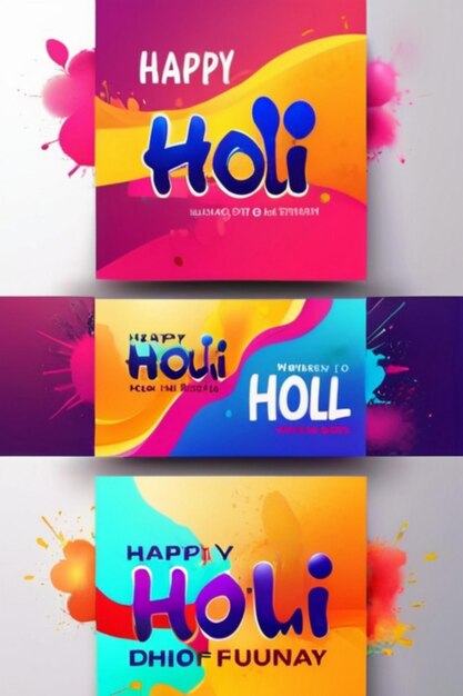 Vibrant Happy Holi Festival Banner Design Vector Template (Template de projeto vetorial do Festival de Holi)