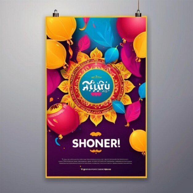 Vibrant Holi Festival Poster Banner Modelo criativo Desenho de fundo
