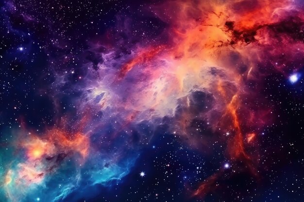 Foto vibrant kosmischer nebel mit sternen spacexa
