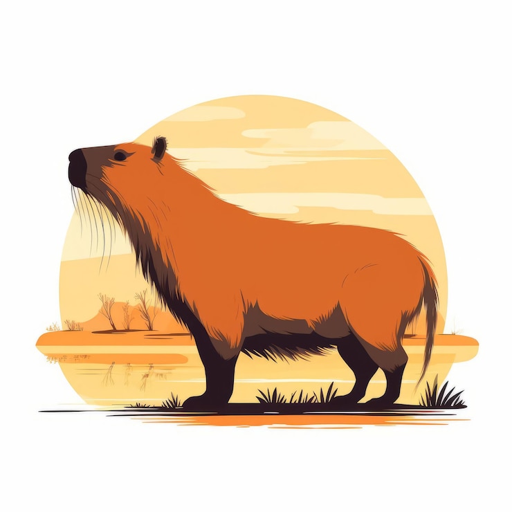 Foto vibrant landscape capybara vector icon (icono vectorial del paisaje vibrante de capybara)