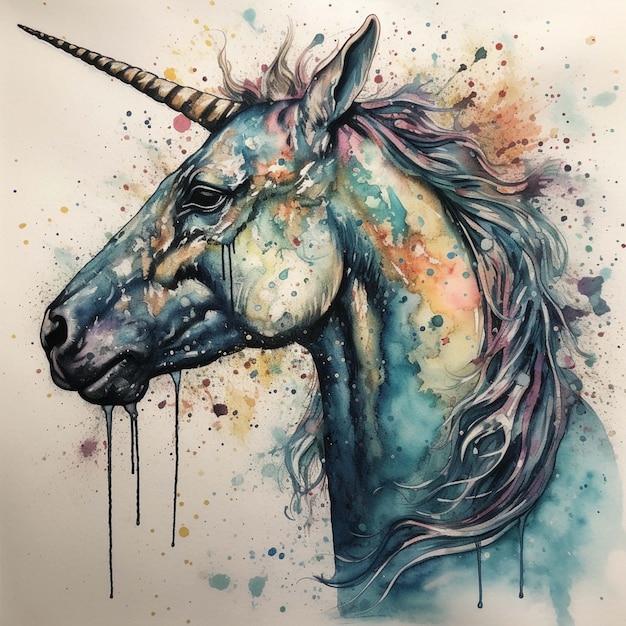 Vibrant Main Unicorn Artwork: Ein farbenfrohes, helles Meisterwerk auf Leinwand, das atemberaubende Kunstdrucke und Gemälde bietet.