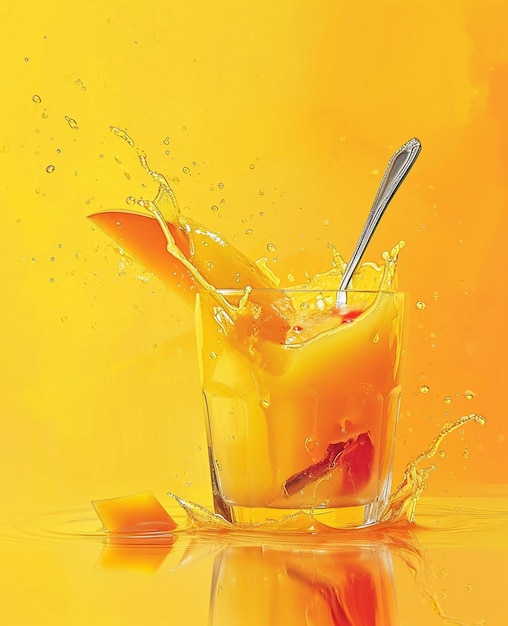 Vibrant Mango-Saft-Löffel Kontrastbild