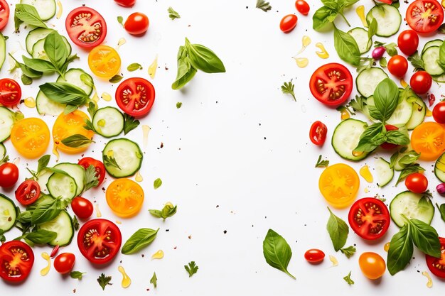 Vibrant Medley Ein farbenfrohes Salat-Meisterwerk mit frischen Tomaten, Pfeffer, Chili, Knoblauch, Gurke