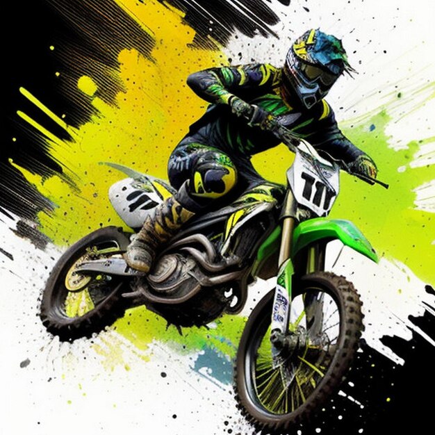 Vibrant Motocross Splash Art Ein hochoktanes Meisterwerk