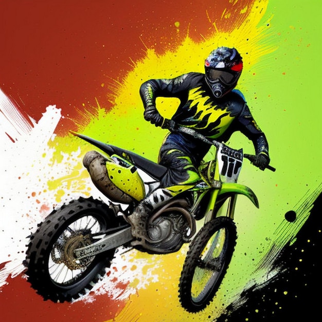 Vibrant Motocross Splash Art Uma obra-prima de alta octanação