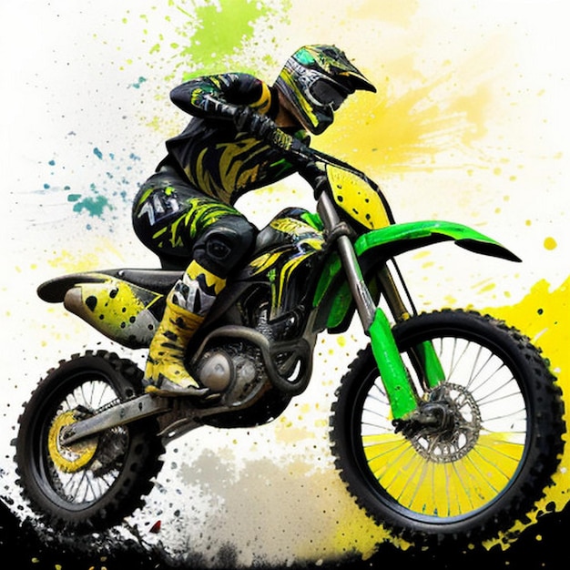 Vibrant Motocross Splash Art Uma obra-prima de alta octanação