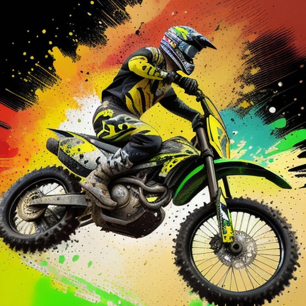 Vibrant Motocross Splash Art Uma obra-prima de alta octanação