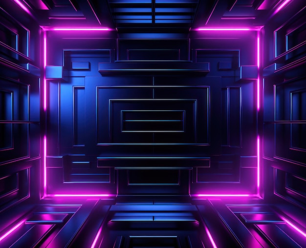 Vibrant Neon Blue y Cyber Pink Mockup 3D generado por la IA