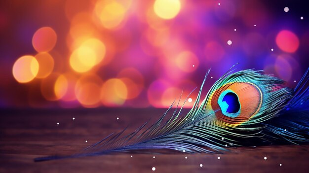 Vibrant Peacock Plume 8K Bokeh Elegance (em inglês)