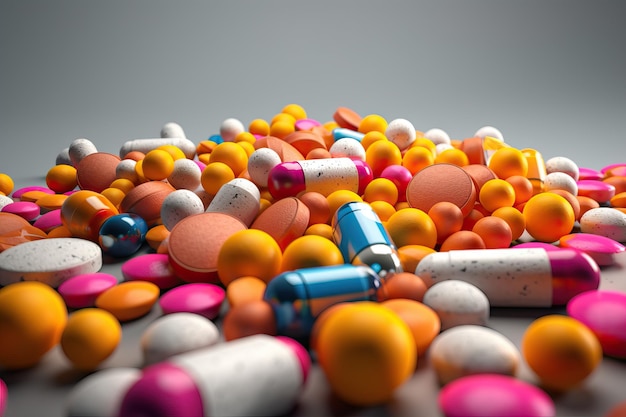 Vibrant Pharmaceutical Drugs in 3D Render Generative AI (Drogas Farmacêuticas Vibrantes em Renderização 3D)