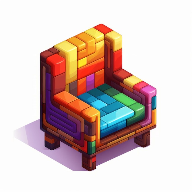Vibrant Pixel Art Chair Un activo de juego indie de estilo de juego retro