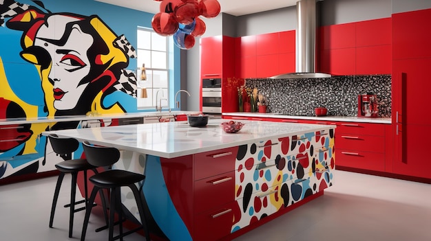 Foto vibrant pop art kitchen gráficos em negrito expressão colorida