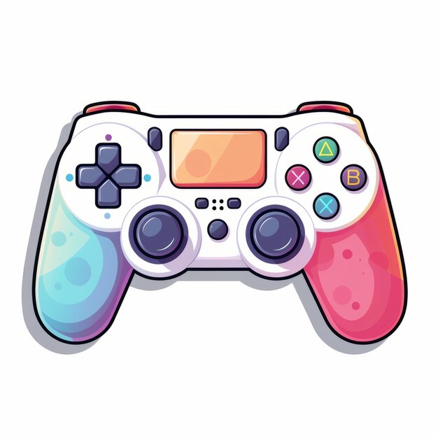 Vibrant StickerInspired Console Gaming Pad Eleve sua experiência de jogo em uma tela branca limpa