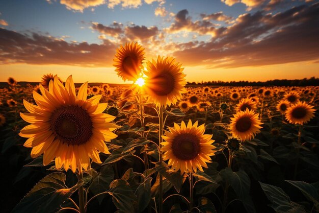 Vibrant_sunset_over_a_field_of_sunflowers_592jpg (En inglés) es el nombre de un campo de girasoles.