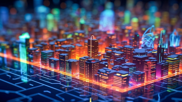 Vibrant Urban Nightscape Uma obra-prima de IA generativa