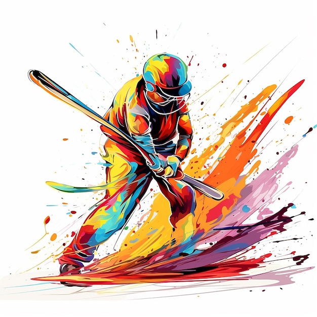 Vibrant Wickets Abstract Cricket desenho colorido