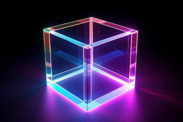 Foto vibrante abstracto luz de cubo de neón generar ai