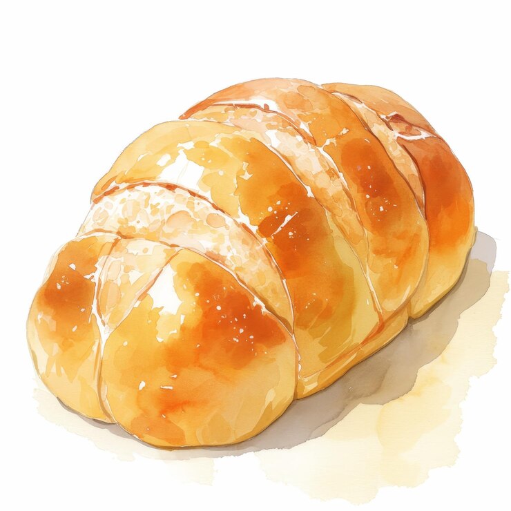 Vibrante acuarela de pan Clipart Elemento de panadería detallado aislado en fondo blanco