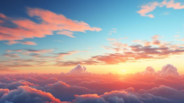 Foto vibrante amanecer sobre las nubes representación realista en maya y cinema4d