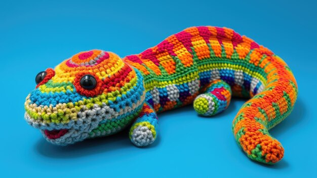 Foto vibrante anguila de crochet hecha a mano perfecta para niños y decoración