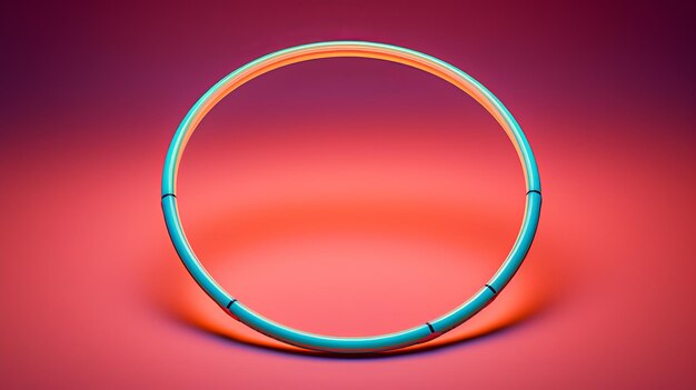 Vibrante anillo de círculo de neón escultura de mesa realista y muy detallada