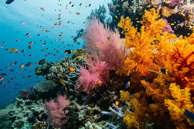 Un vibrante arrecife de coral con diversa vida marina generada por la IA