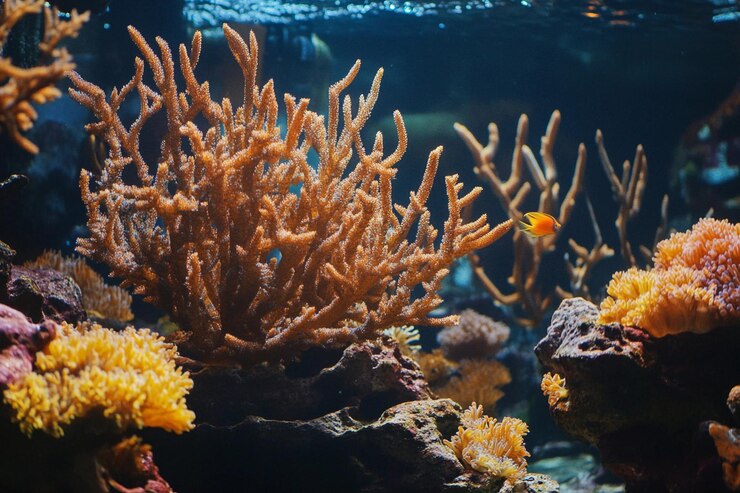 Un vibrante arrecife de coral lleno de vida marina en un ambiente submarino tranquilo IA generativa