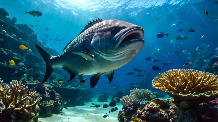 Un vibrante arrecife de coral lleno de vida peces coloridos nadando a través de aguas cristalinas