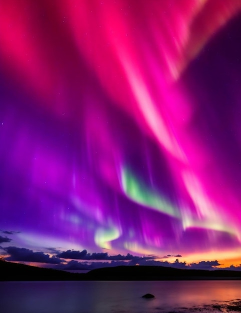 Una vibrante aurora de colores giratorios bailando a través del cielo nocturno