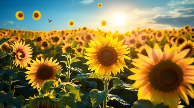 Vibrante campo de flores de verano generado por IA